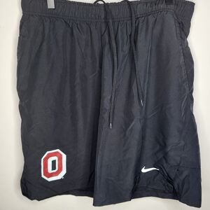 Nike Black Athletic Shorts with Red Ohio O and White Swoosh Dri Fit Size XL